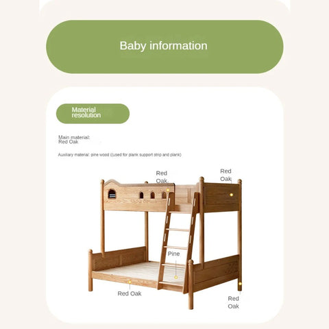 Beech, Oak Solid Wood Children's Bunk Bed.