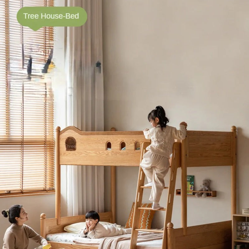 Beech, Oak Solid Wood Children's Bunk Bed.