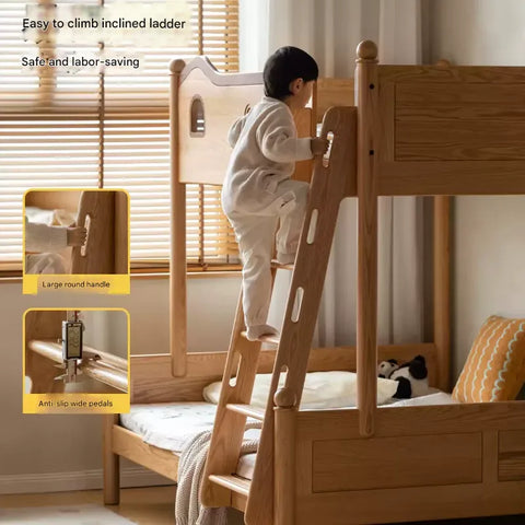 Beech, Oak Solid Wood Children's Bunk Bed.