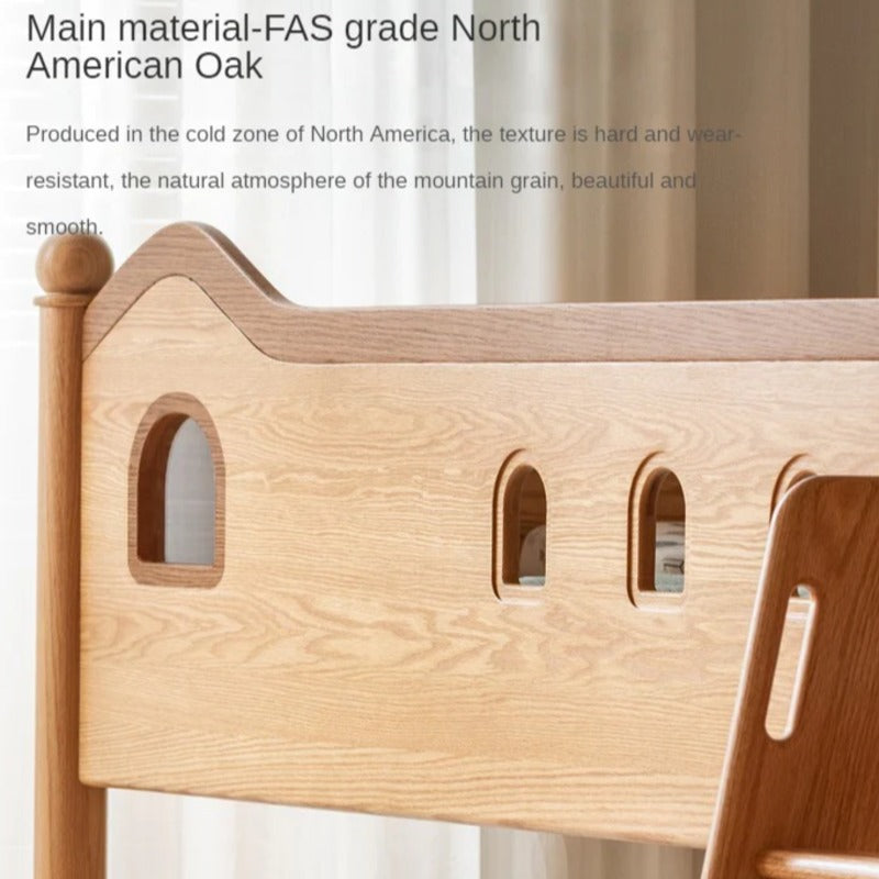 Beech, Oak Solid Wood Children's Bunk Bed.