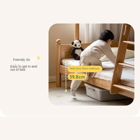 Beech, Oak Solid Wood Children's Bunk Bed.