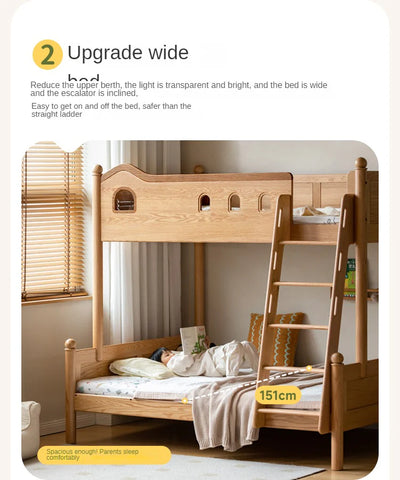 Beech, Oak Solid Wood Children's Bunk Bed.