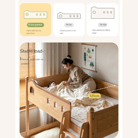 Beech, Oak Solid Wood Children's Bunk Bed.