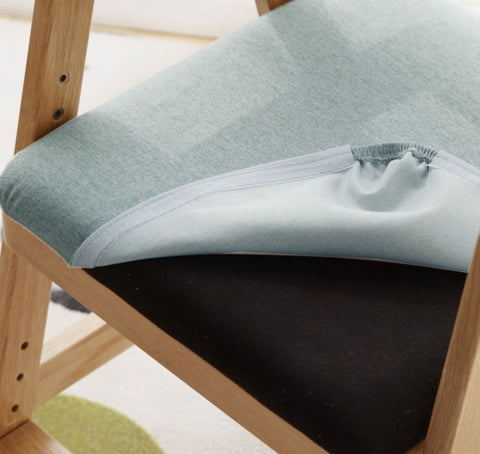 Oak Solid Wood Adjustable Height Kids Chair with Soft Washable Seat Mint Green or Pink Study Dining Chair