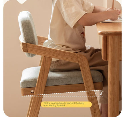 Oak Solid Wood Adjustable Height Kids Chair with Soft Washable Seat Mint Green or Pink Study Dining Chair