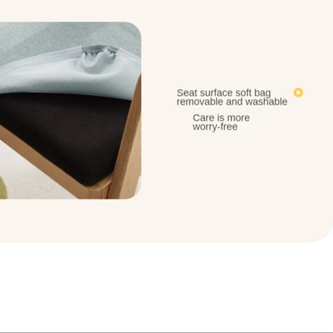 Oak Solid Wood Adjustable Height Kids Chair with Soft Washable Seat Mint Green or Pink Study Dining Chair