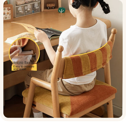 Beech Solid Wood Adjustable Learning Chair for Kids Adjustable Height Primary School Writing Desk Chair in Pink Blue or Orange