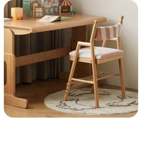 Beech Solid Wood Adjustable Learning Chair for Kids Adjustable Height Primary School Writing Desk Chair in Pink Blue or Orange