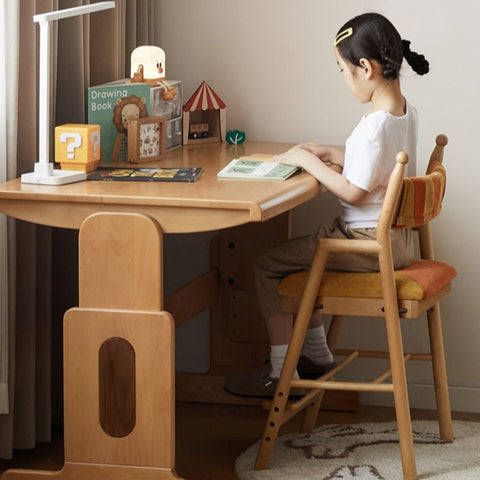 Beech Solid Wood Adjustable Learning Chair for Kids Adjustable Height Primary School Writing Desk Chair in Pink Blue or Orange