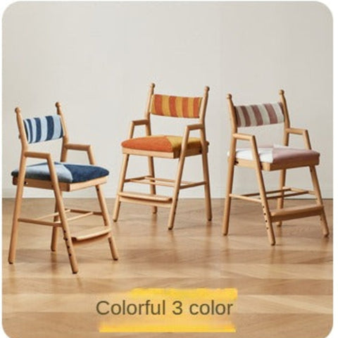 Beech Solid Wood Adjustable Learning Chair for Kids Adjustable Height Primary School Writing Desk Chair in Pink Blue or Orange