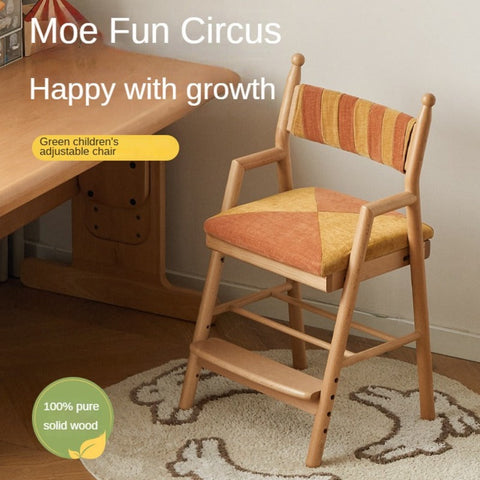 Beech Solid Wood Adjustable Learning Chair for Kids Adjustable Height Primary School Writing Desk Chair in Pink Blue or Orange