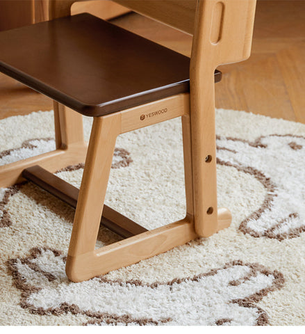 Beech Solid Wood Convertible Kids Chair Natural Multi Function Step Ladder Stool with Backrest