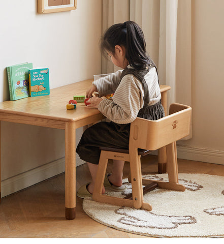 Beech Solid Wood Convertible Kids Chair Natural Multi Function Step Ladder Stool with Backrest