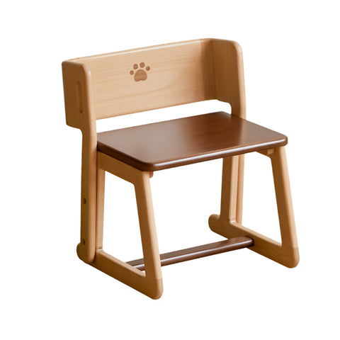 Beech Solid Wood Convertible Kids Chair Natural Multi Function Step Ladder Stool with Backrest