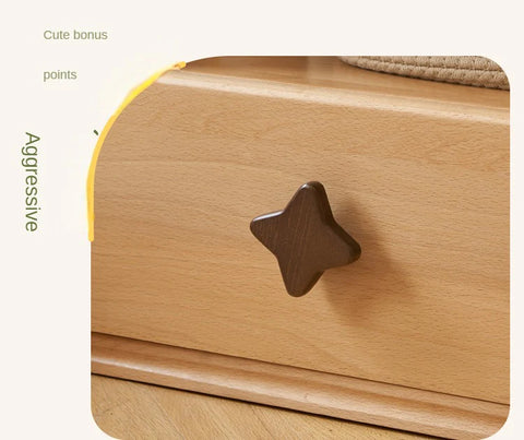 Beech Solid Wood Kids Nightstand With Clothes Rack