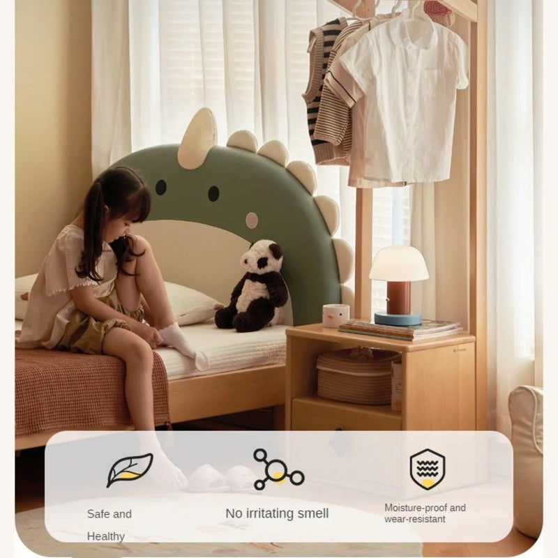 Beech Solid Wood Kids Nightstand With Clothes Rack