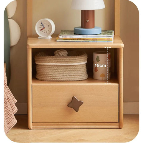 Beech Solid Wood Kids Nightstand With Clothes Rack