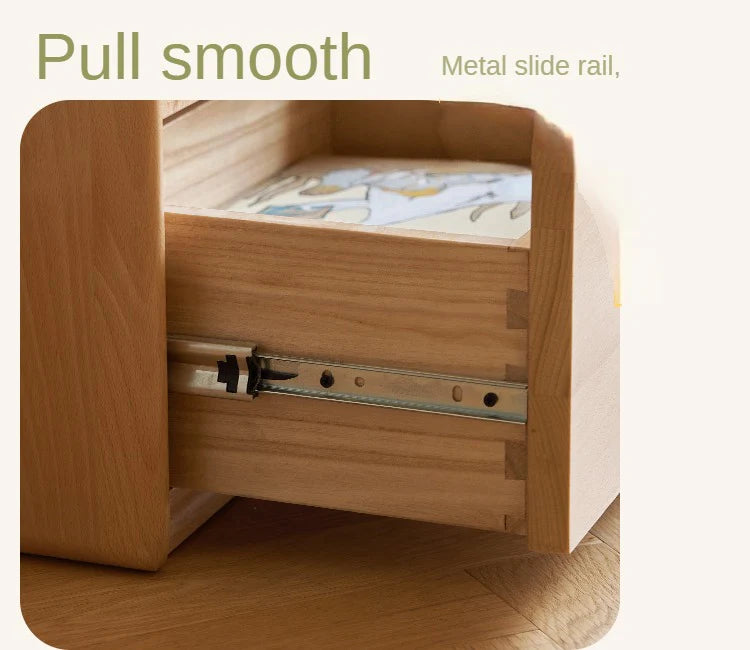 Beech Solid Wood Kids Nightstand With Clothes Rack