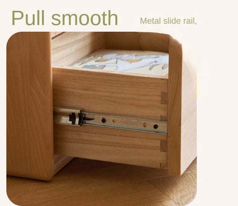 Beech Solid Wood Kids Nightstand With Clothes Rack