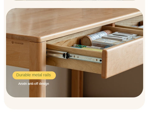 Beech Solid Wood & Rubberwood Kids Desk with Bookcase Natural Finish Writing Study Table