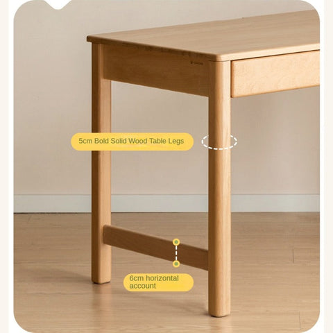 Beech Solid Wood & Rubberwood Kids Desk with Bookcase Natural Finish Writing Study Table