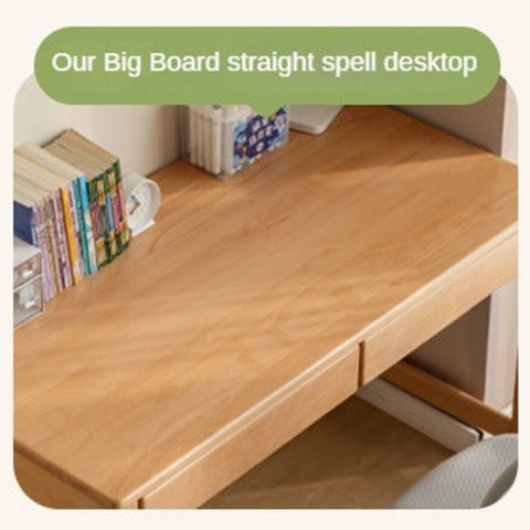 Beech Solid Wood & Rubberwood Kids Desk with Bookcase Natural Finish Writing Study Table