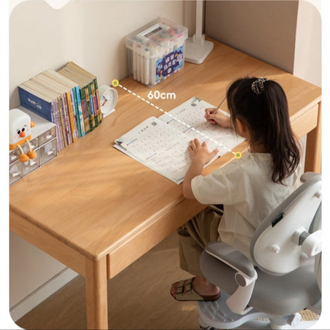 Beech Solid Wood & Rubberwood Kids Desk with Bookcase Natural Finish Writing Study Table
