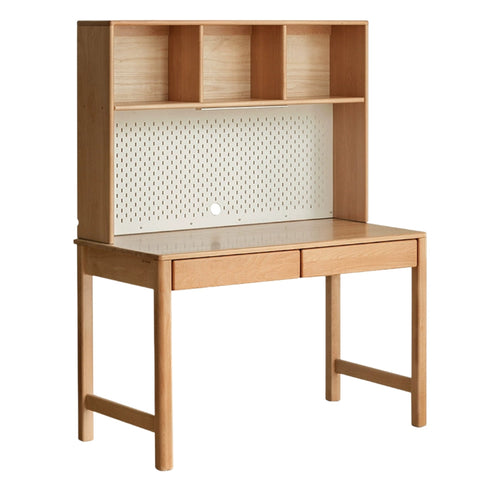 Beech Solid Wood & Rubberwood Kids Desk with Bookcase Natural Finish Writing Study Table