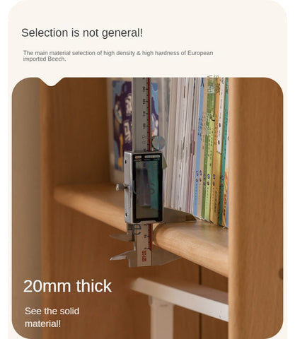 Beech and Rubber Solid Wood Kids Study Desk with Integrated Bookshelf Natural Finish Corner Storage