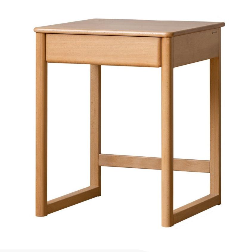 Beech and Rubber Solid Wood Kids Study Desk with Integrated Bookshelf Natural Finish Corner Storage