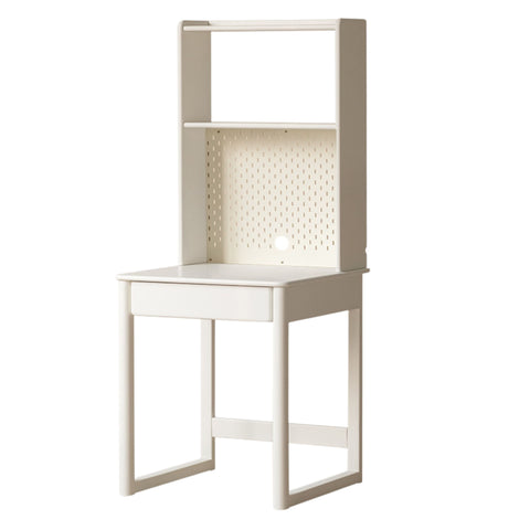 Beech and Rubber Solid Wood Kids Study Desk with Integrated Bookshelf Natural Finish Corner Storage