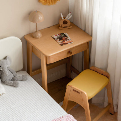 Beech Solid Wood Childrens Desk Natural Study Table with Storage Drawers for Boys & Girls Home Learning