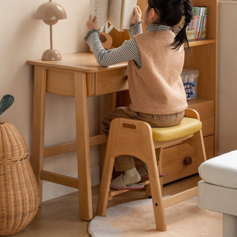 Beech Solid Wood Childrens Desk Natural Study Table with Storage Drawers for Boys & Girls Home Learning