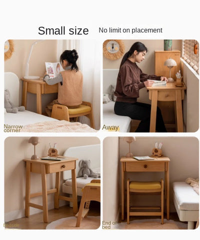 Beech Solid Wood Childrens Desk Natural Study Table with Storage Drawers for Boys & Girls Home Learning