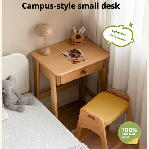 Beech Solid Wood Childrens Desk Natural Study Table with Storage Drawers for Boys & Girls Home Learning