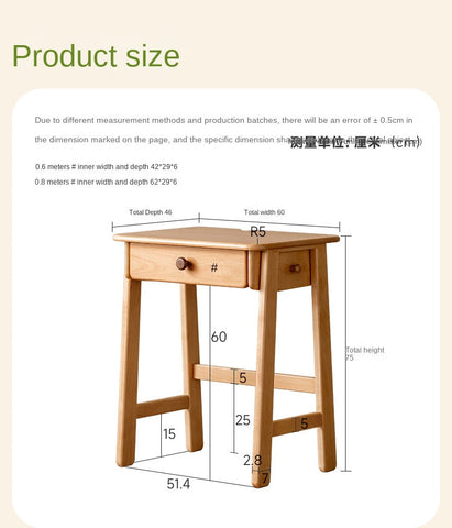 Beech Solid Wood Childrens Desk Natural Study Table with Storage Drawers for Boys & Girls Home Learning