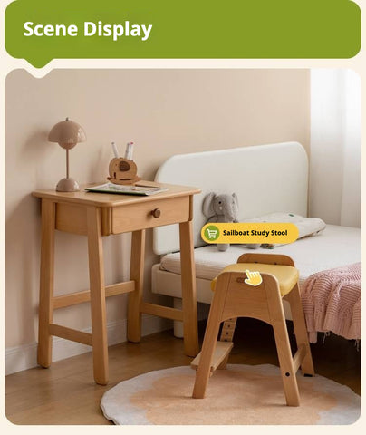 Beech Solid Wood Childrens Desk Natural Study Table with Storage Drawers for Boys & Girls Home Learning