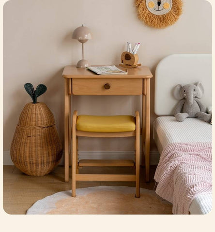 Beech Solid Wood Childrens Desk Natural Study Table with Storage Drawers for Boys & Girls Home Learning