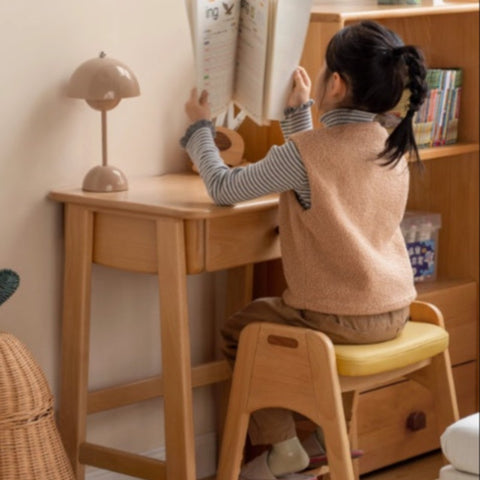 Beech Solid Wood Childrens Desk Natural Study Table with Storage Drawers for Boys & Girls Home Learning