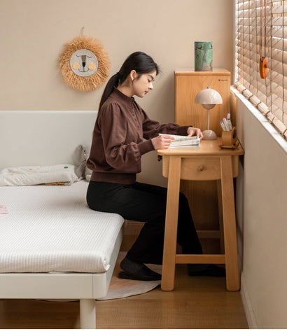 Beech Solid Wood Childrens Desk Natural Study Table with Storage Drawers for Boys & Girls Home Learning