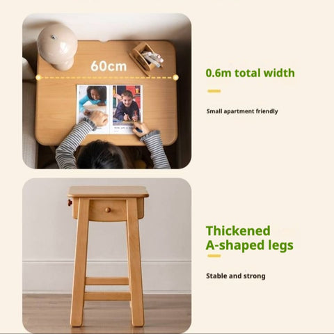 Beech Solid Wood Childrens Desk Natural Study Table with Storage Drawers for Boys & Girls Home Learning