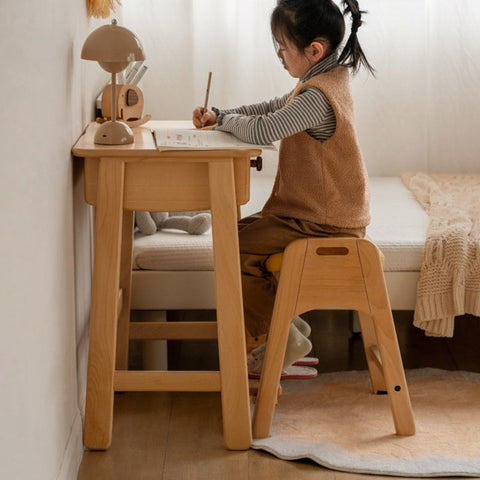 Beech Solid Wood Childrens Desk Natural Study Table with Storage Drawers for Boys & Girls Home Learning