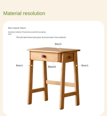 Beech Solid Wood Childrens Desk Natural Study Table with Storage Drawers for Boys & Girls Home Learning