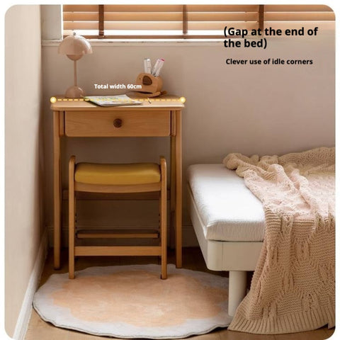 Beech Solid Wood Childrens Desk Natural Study Table with Storage Drawers for Boys & Girls Home Learning