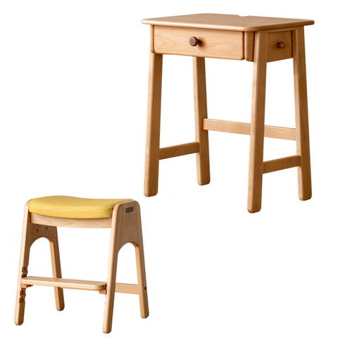 Beech Solid Wood Childrens Desk Natural Study Table with Storage Drawers for Boys & Girls Home Learning