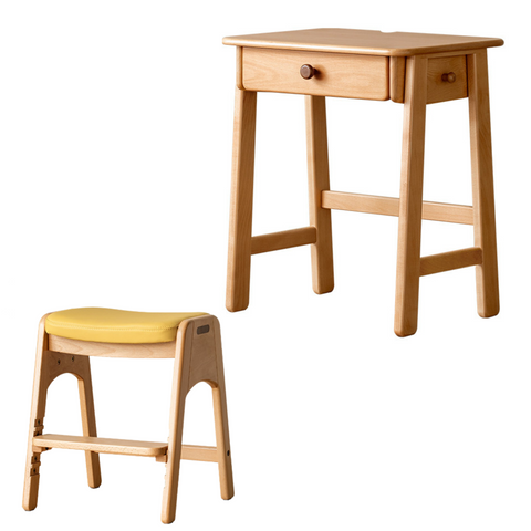 Beech Solid Wood Childrens Desk Natural Study Table with Storage Drawers for Boys & Girls Home Learning