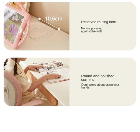 Solid Rubber Wood Cream White Childrens Writing Desk with Drawer for Study and Reading