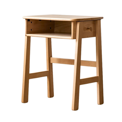 Beech Solid Wood Kids Desk Natural Finish Children Study Table with Storage for Small Spaces