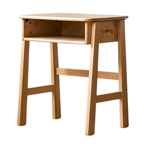 Beech Solid Wood Kids Desk Natural Finish Children Study Table with Storage for Small Spaces