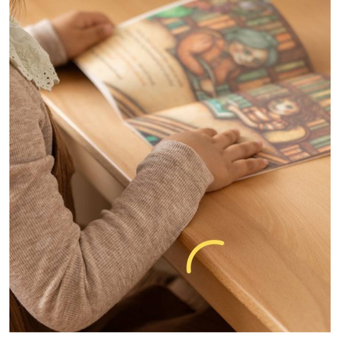 Beech Solid Wood Kids Desk with Movable Storage Natural Finish Study Table with Pulleys